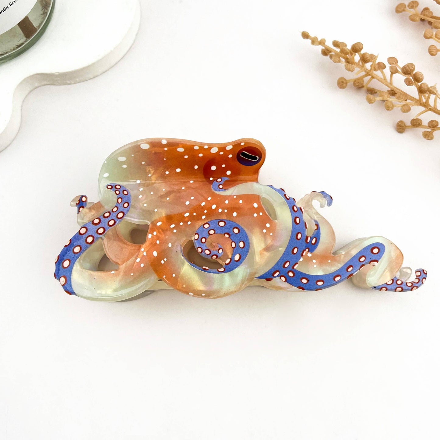 Creative Octopus Ocean Animal Hair Claw Clip: White / Medium