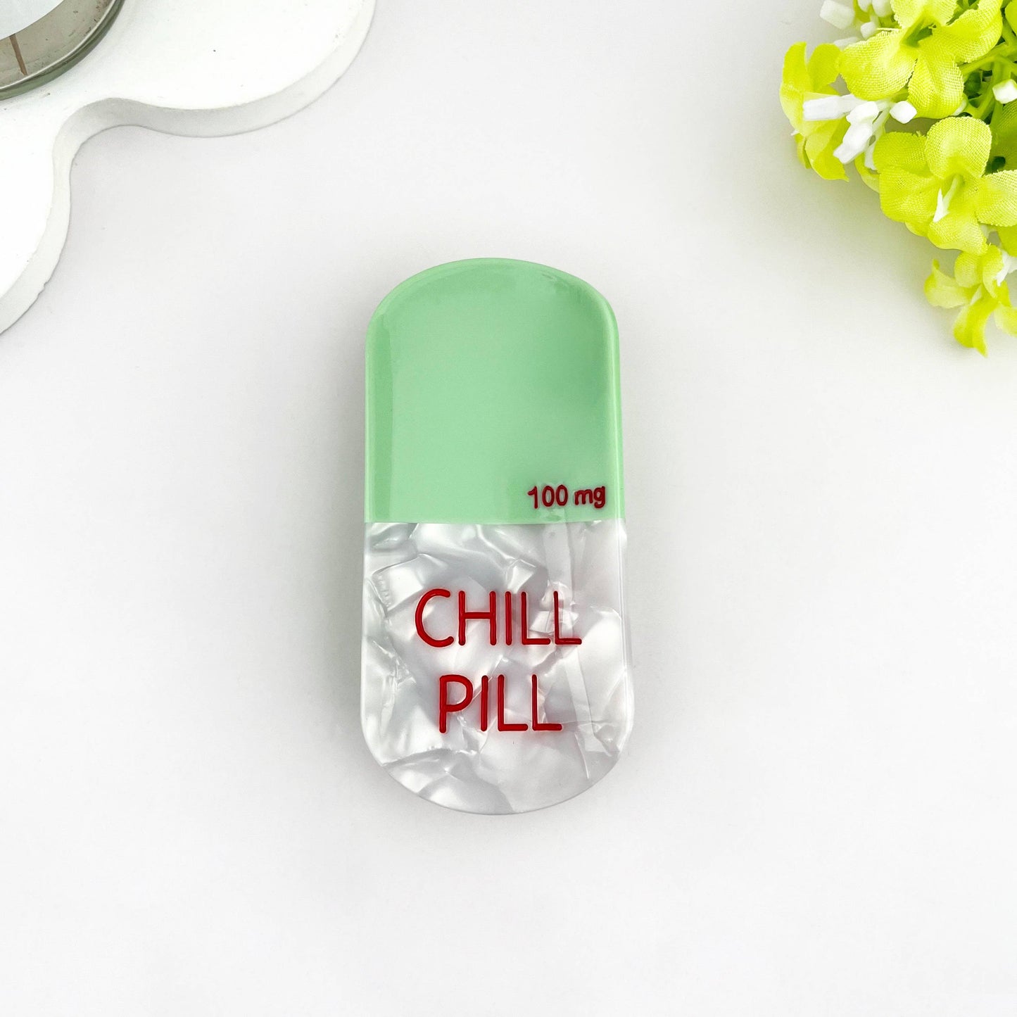 Sweet Dream Sleep Pill Acetate Hair Claw Clip: Green