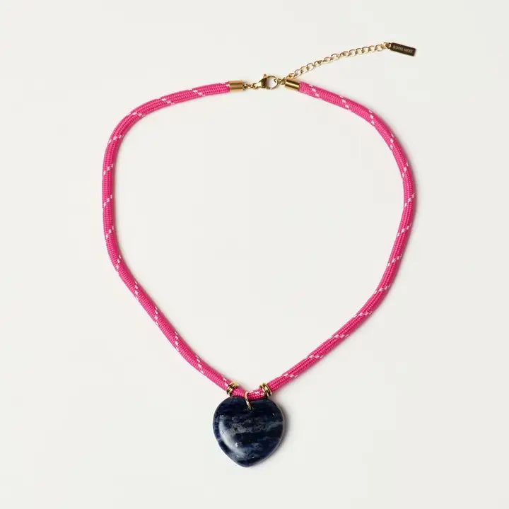 Heart Cord Necklace | Pink