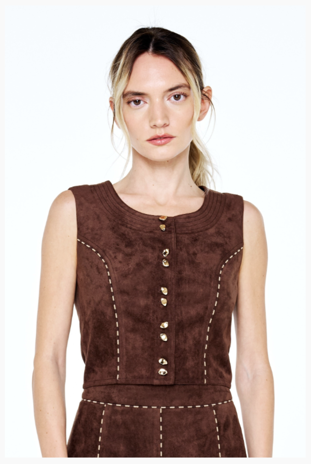 Suede Button Down Top