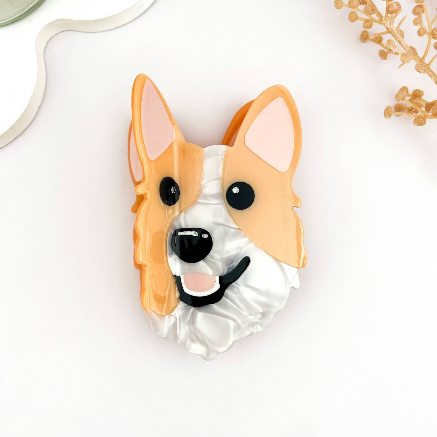 Cute Corgi Dog Hair Clip Acetate Animal Claw Clip: A