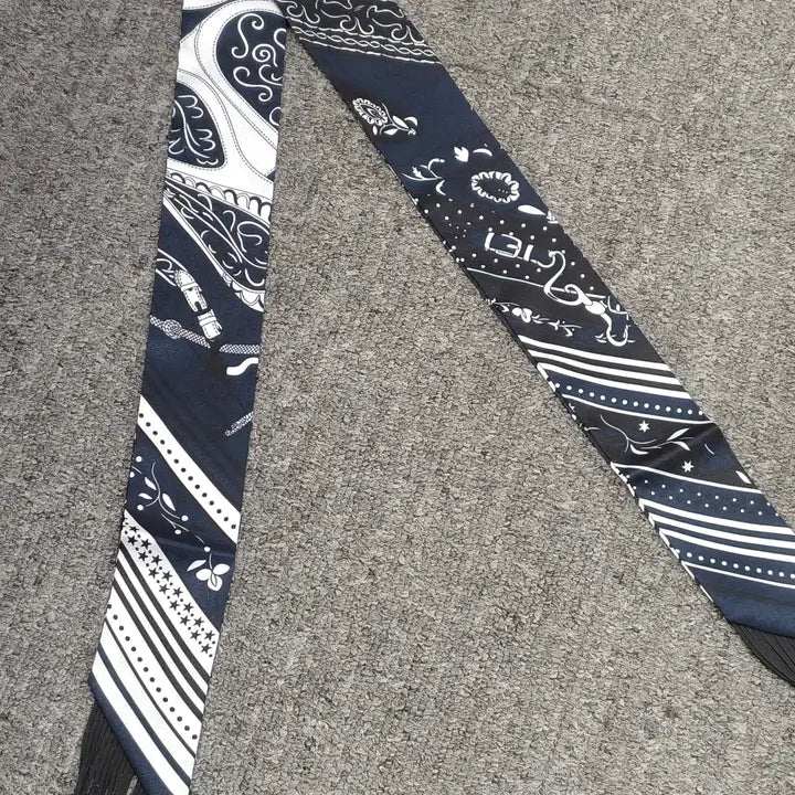 Black Printed Fringed Scarf