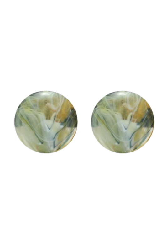 Green Marble Clip Earrings