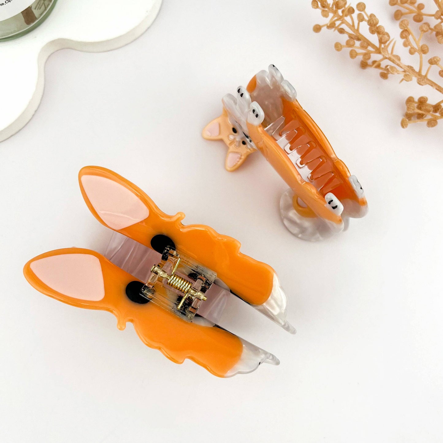 Cute Corgi Dog Hair Clip Acetate Animal Claw Clip: A