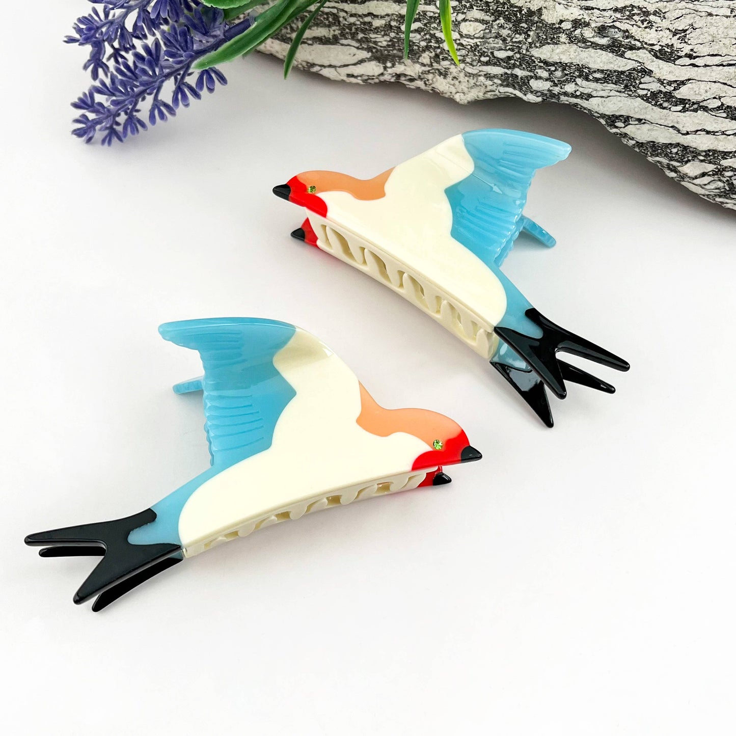 Spring Swallow Spliced Acetate Hair Claw Clip-Gift: Blue