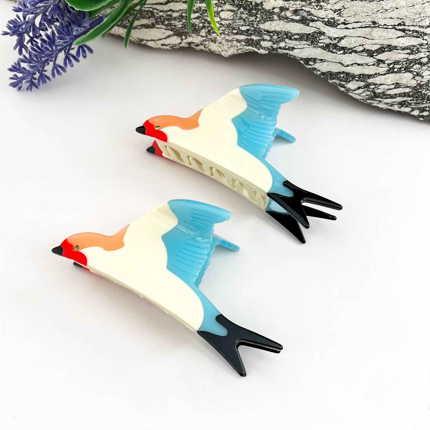 Spring Swallow Spliced Acetate Hair Claw Clip-Gift: Blue