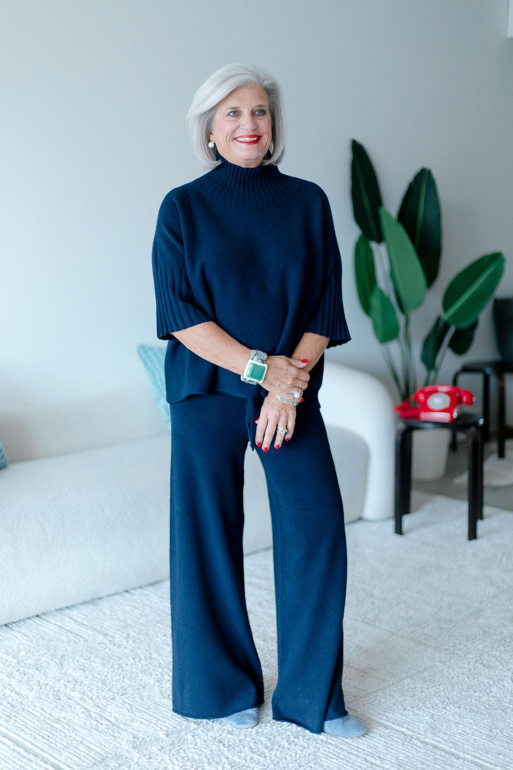 Navy Mock Neck Sweater