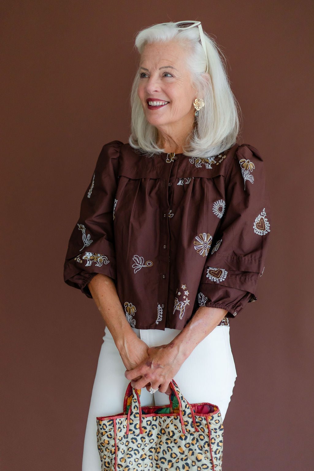 Brown Embroidered Top