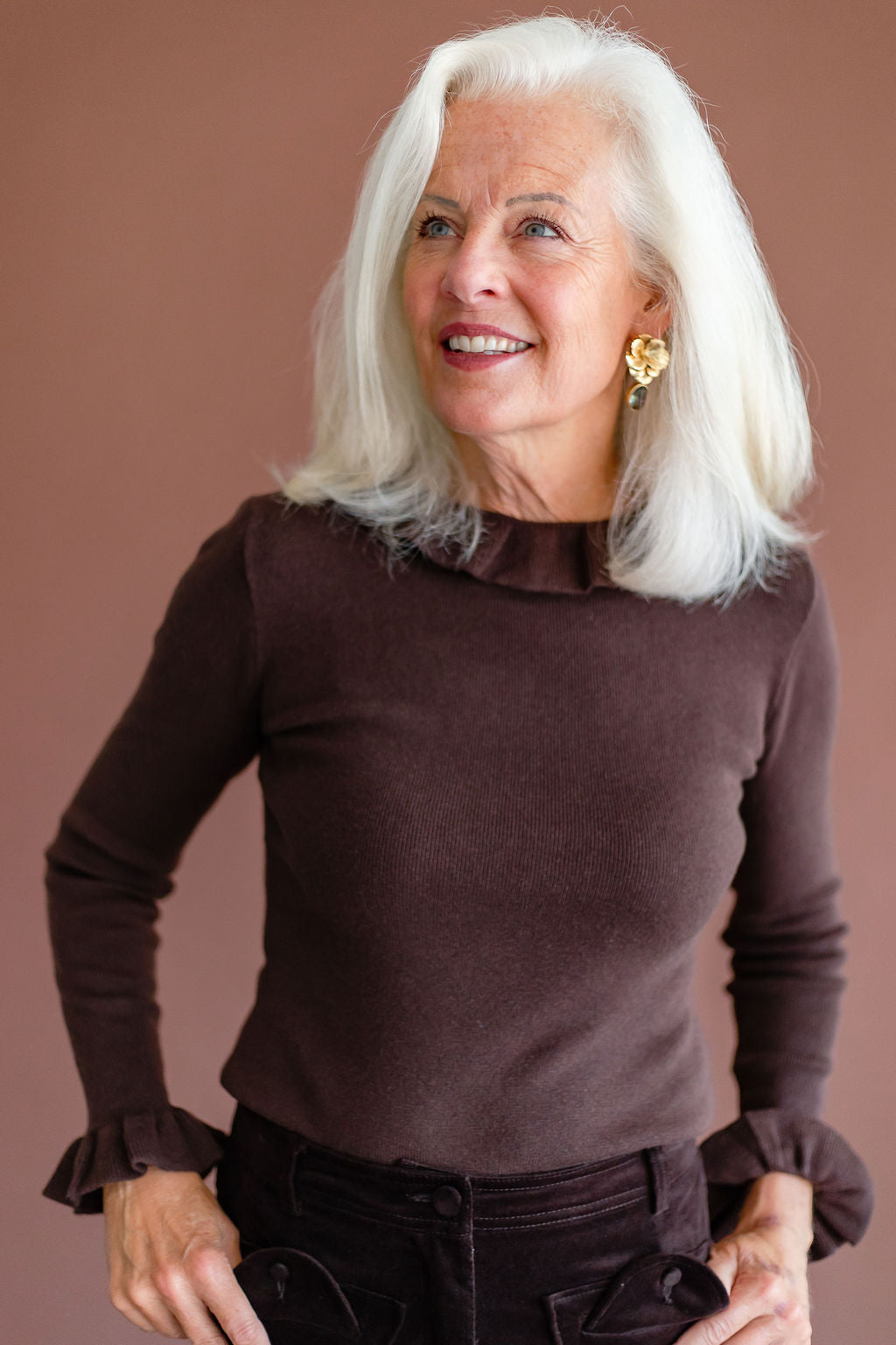 Chocolate Ruffle Sweater