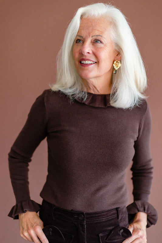 Chocolate Ruffle Sweater