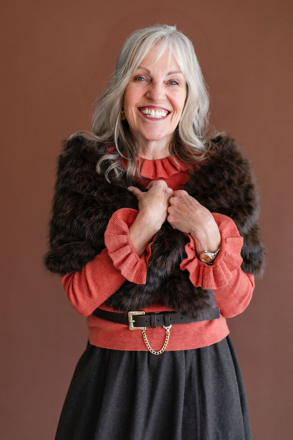 Rust Ruffle Sweater