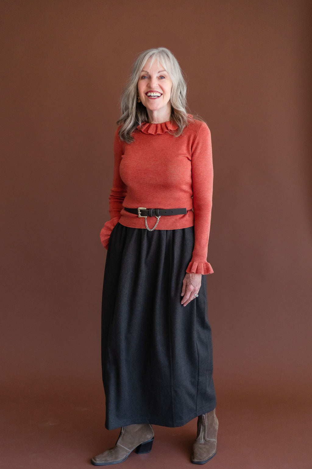 Rust Ruffle Sweater