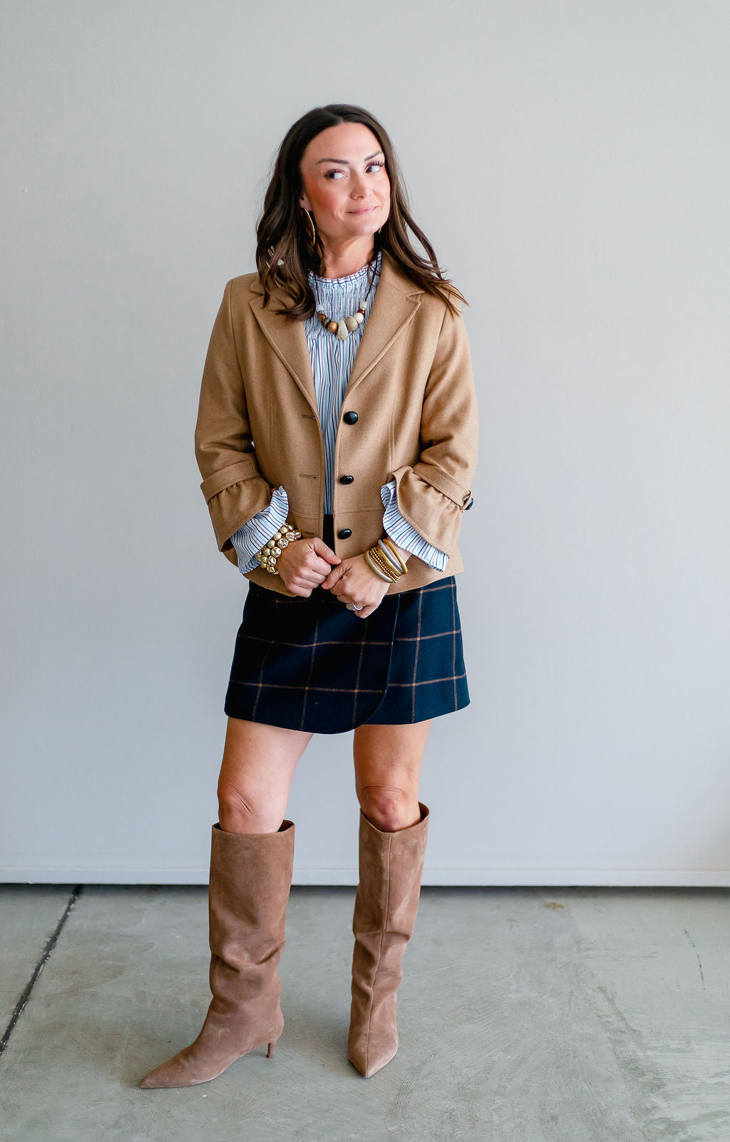 Tweed Ruffle Sleeve Jacket
