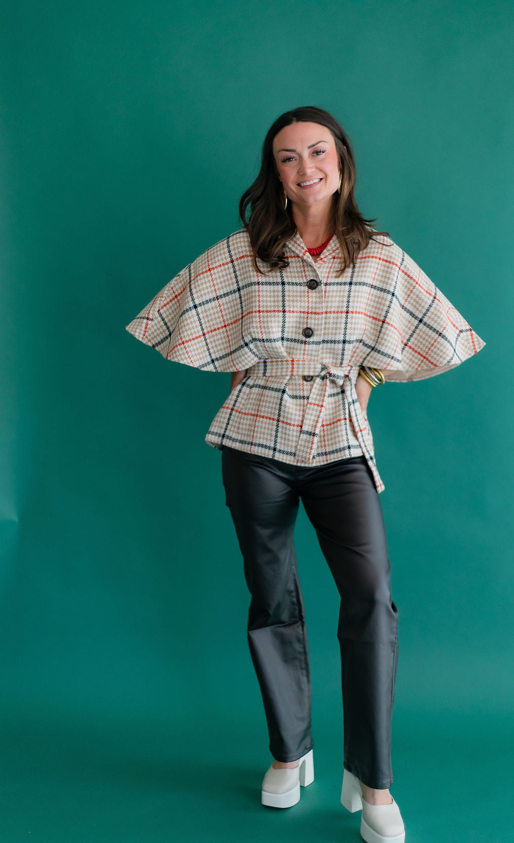Plaid Cape Jacket