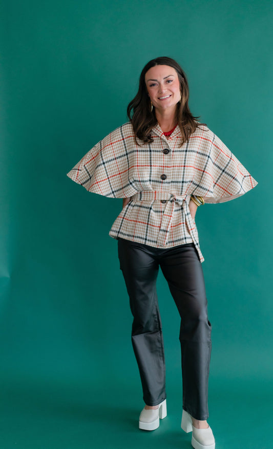 Plaid Cape Jacket