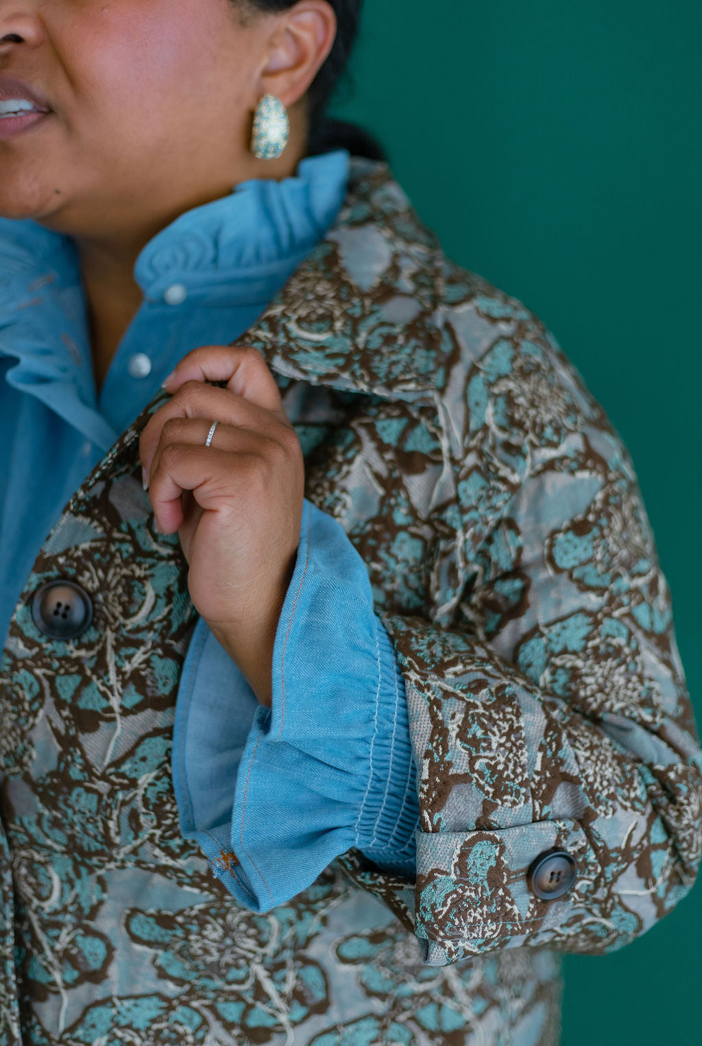 Denim Shirt with Ruffles