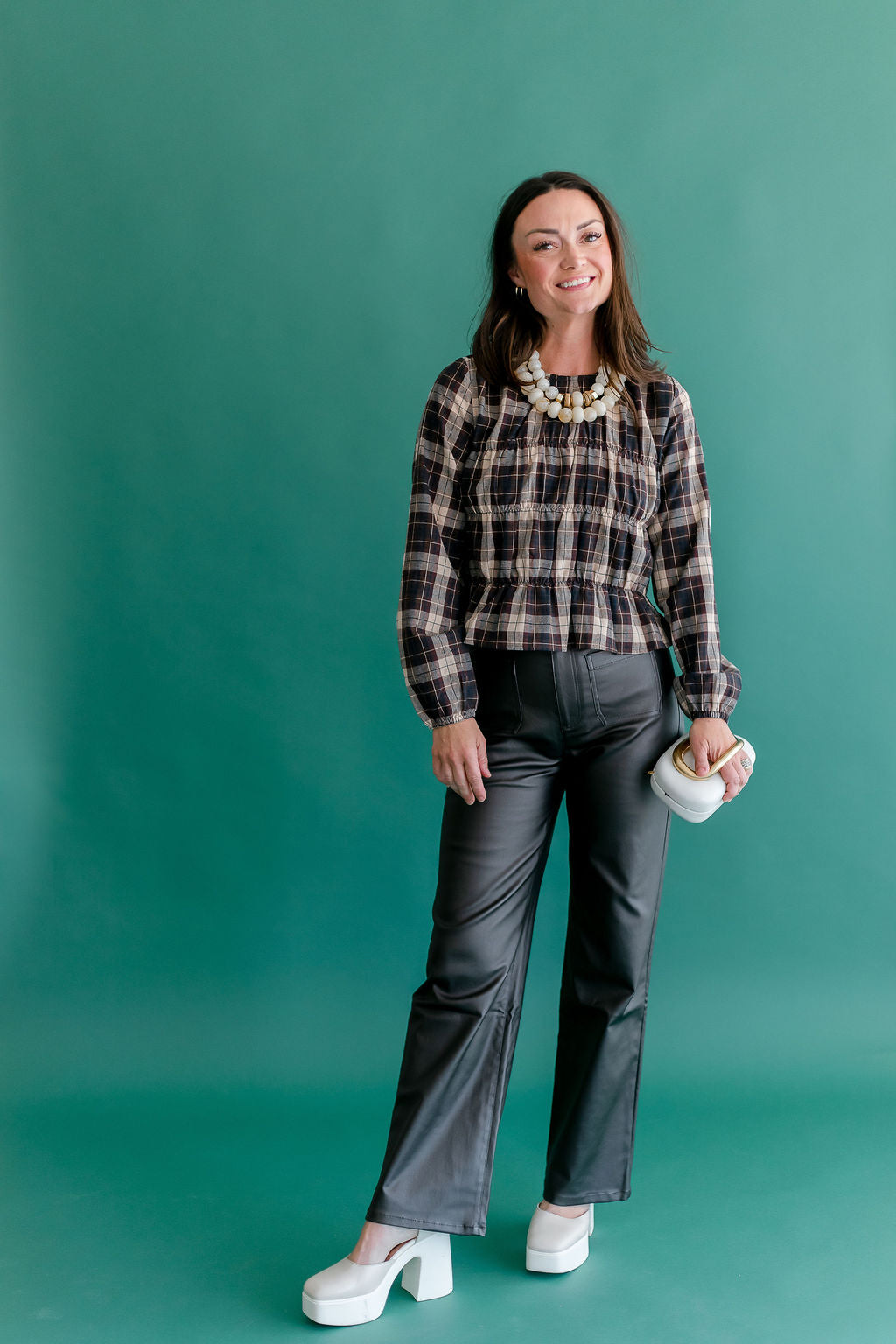 Smocked Plaid Blouse