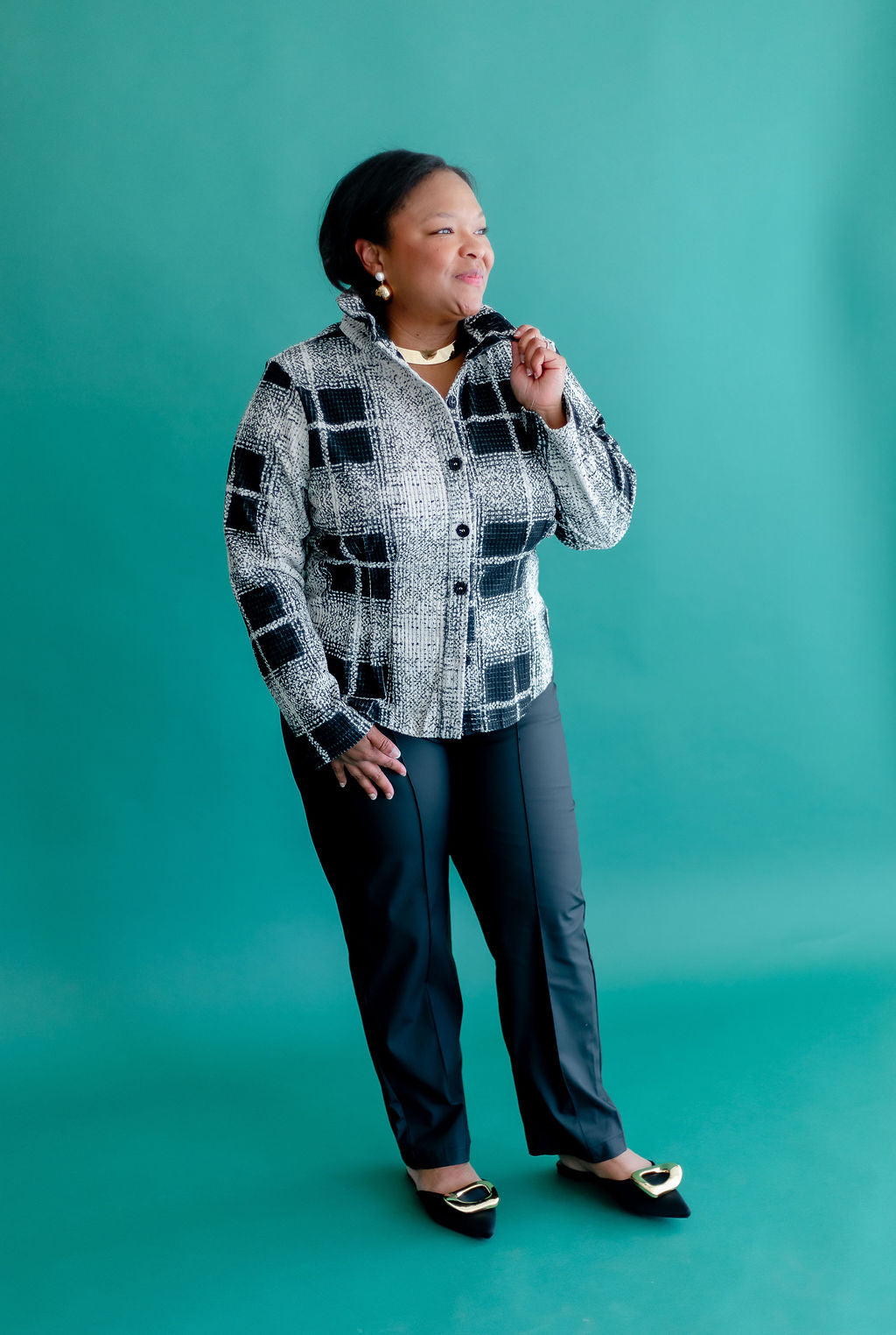 Plaid Wire Collar Jacket