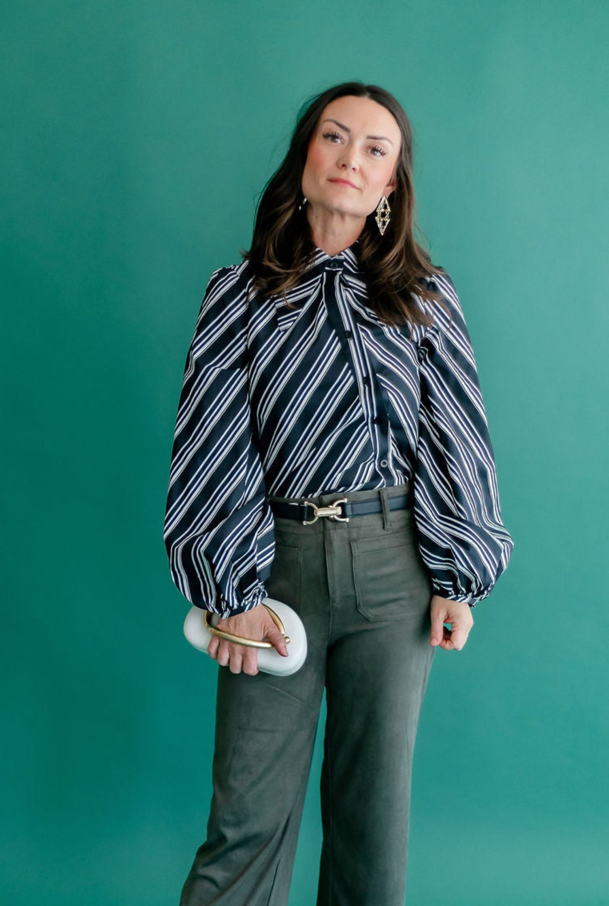 Hopewell Blouse | Navy/Wht