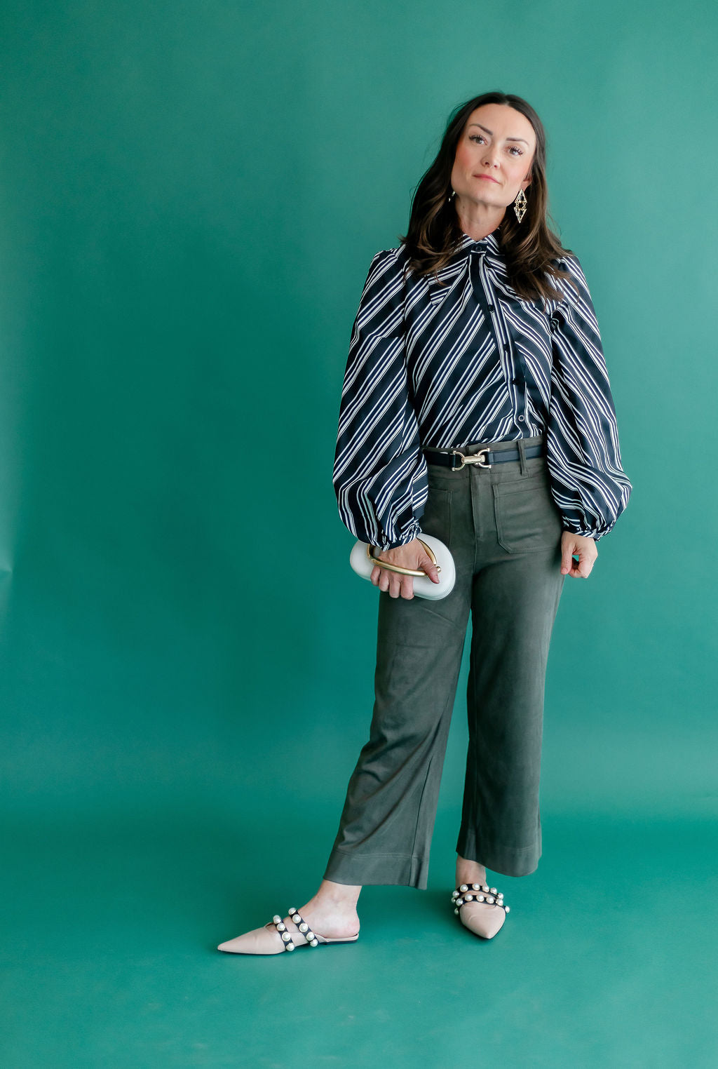 Hopewell Blouse | Navy/Wht