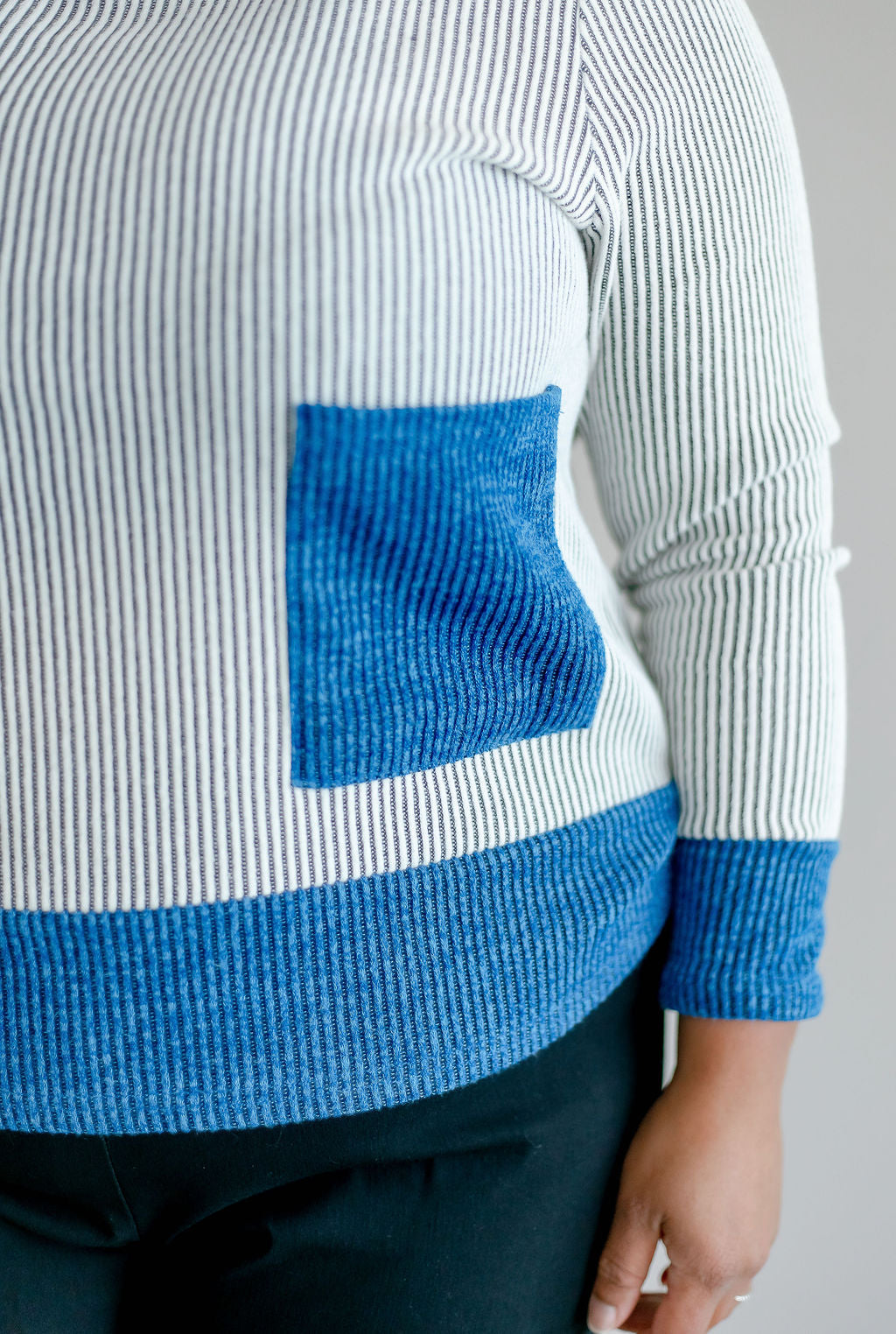 Chenille Color Block Turtleneck