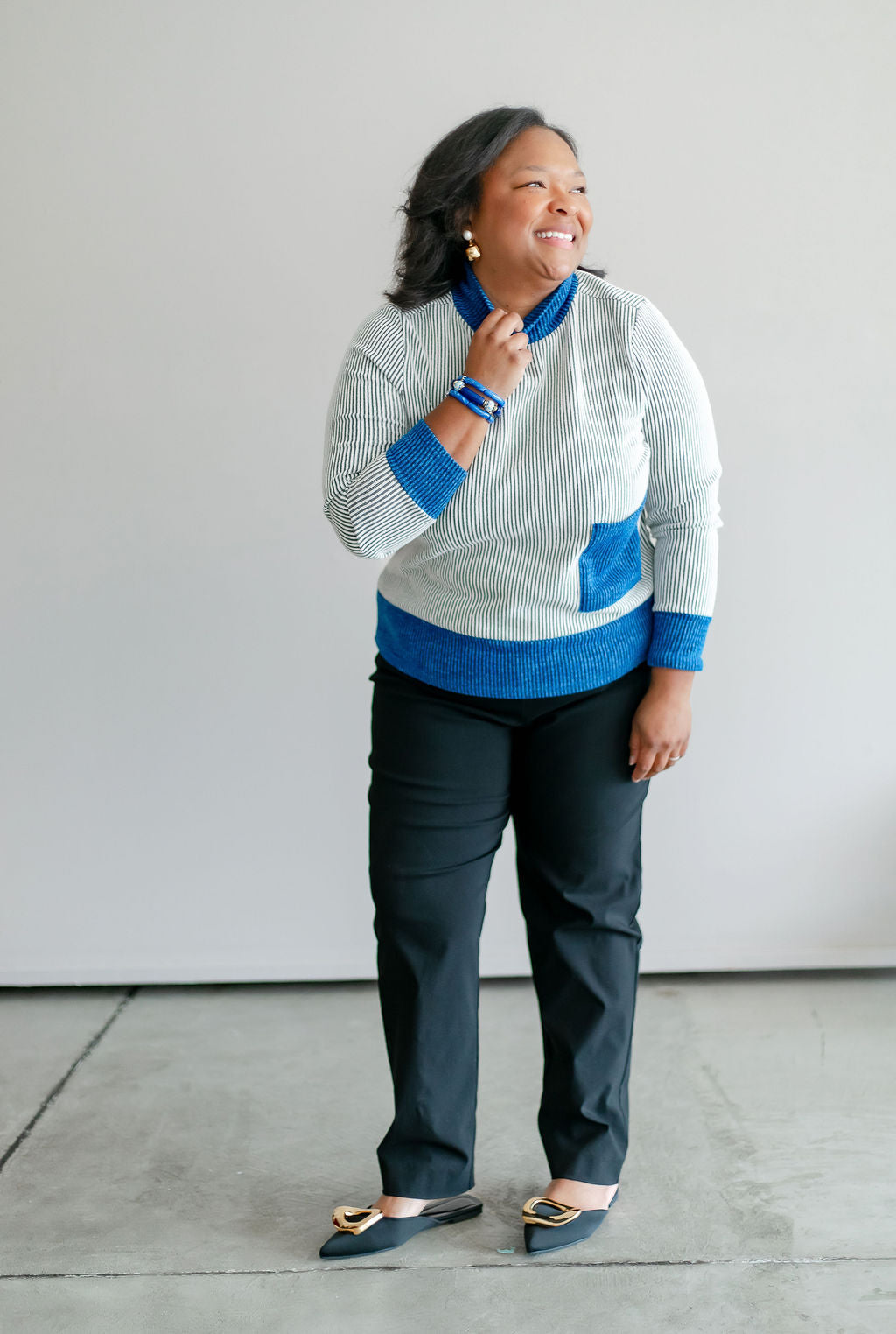Chenille Color Block Turtleneck
