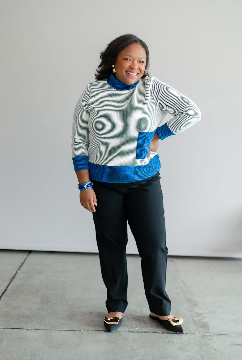 Chenille Color Block Turtleneck