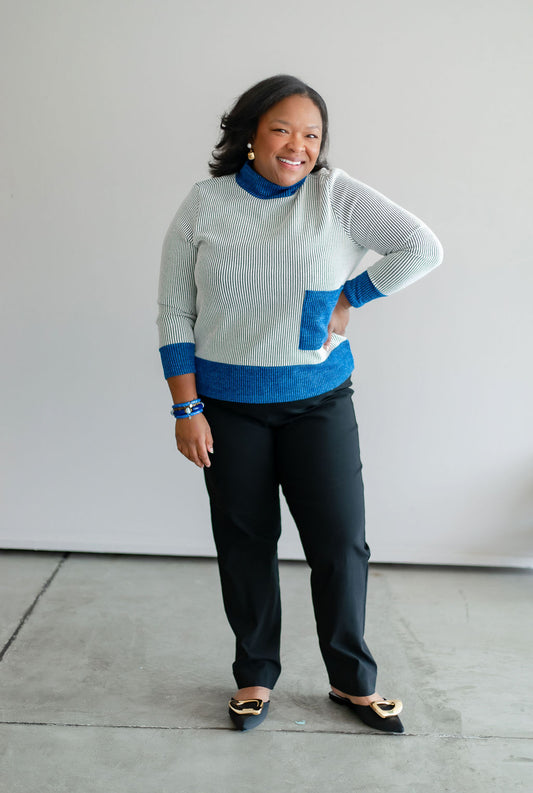 Chenille Color Block Turtleneck