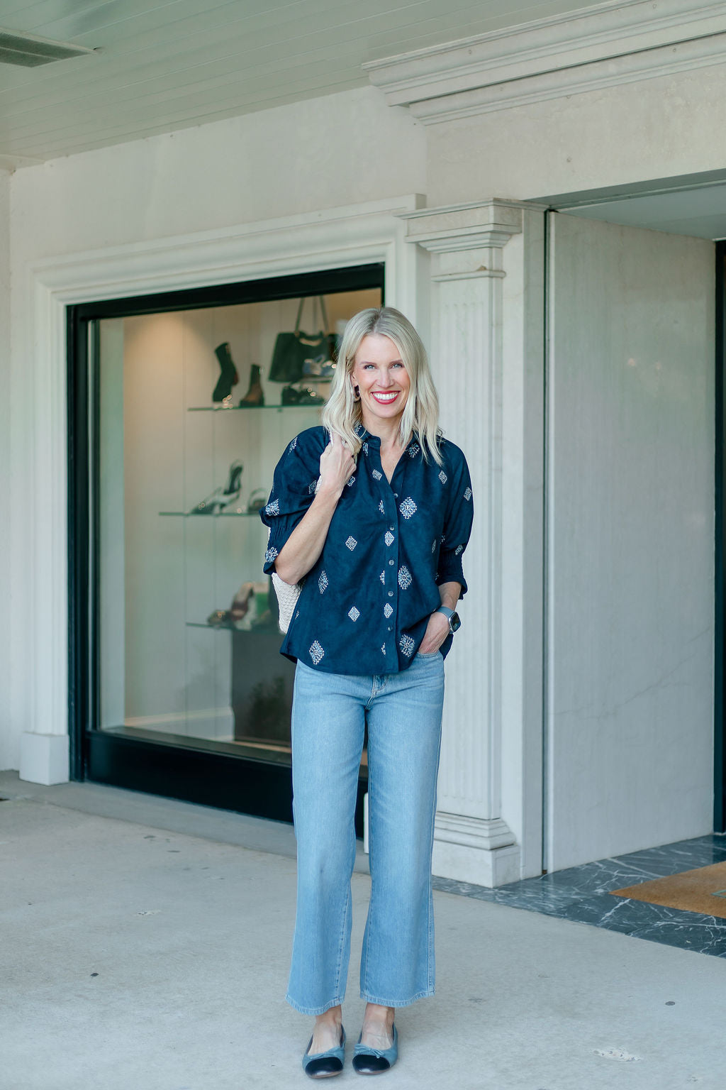 Navy Suede Blouse