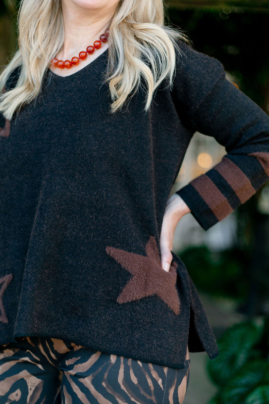 V-Neck Stars Sweater