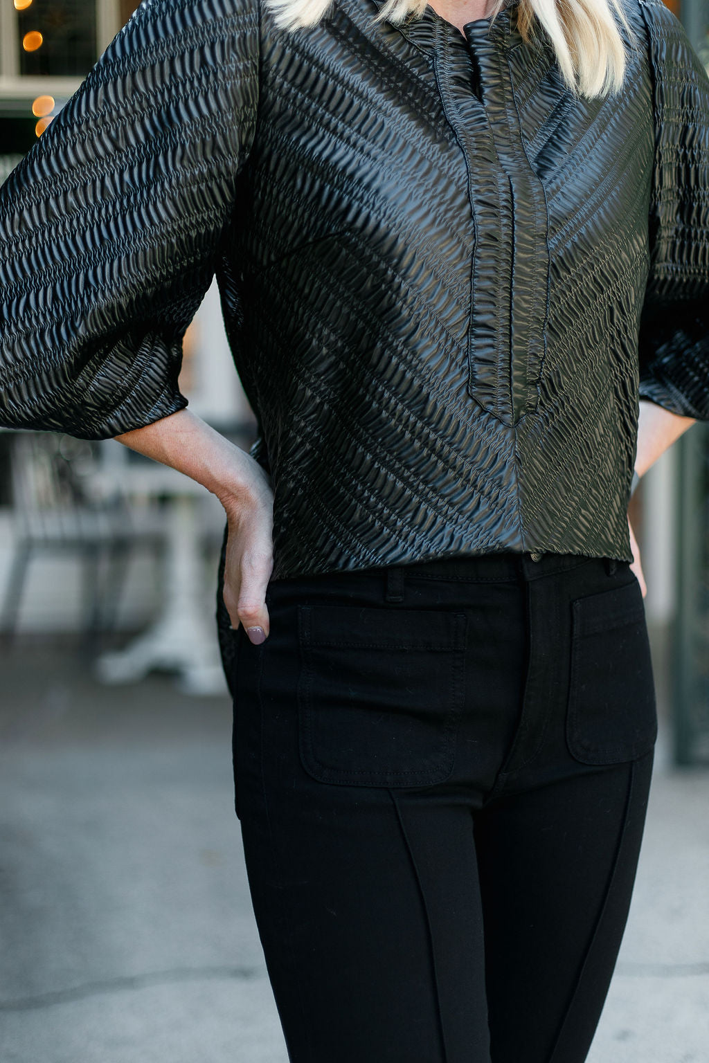 Leather Pucker Top
