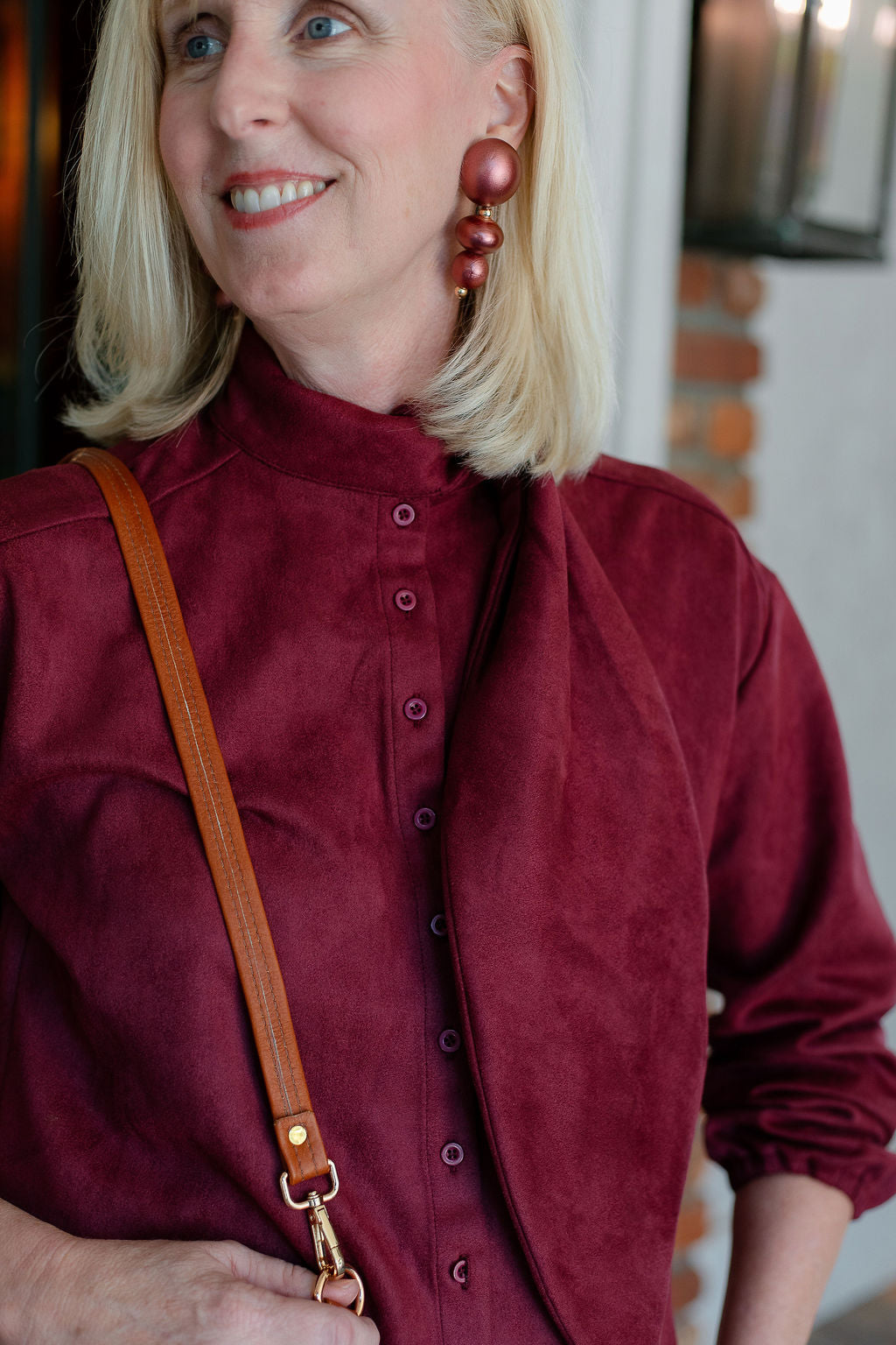 Suede Tie Blouse