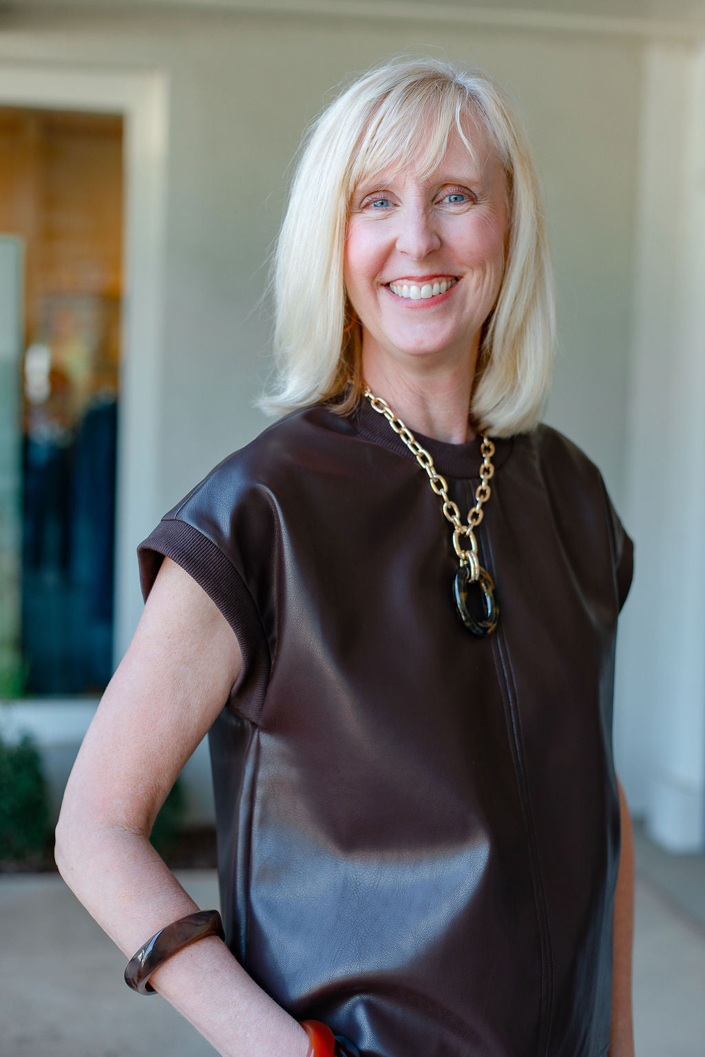 Brown Leather Top