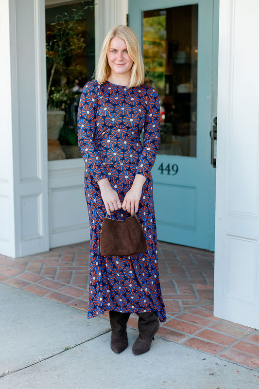 Navy Floral Midi Dress