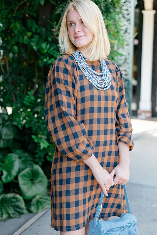 Brown Plaid Dress