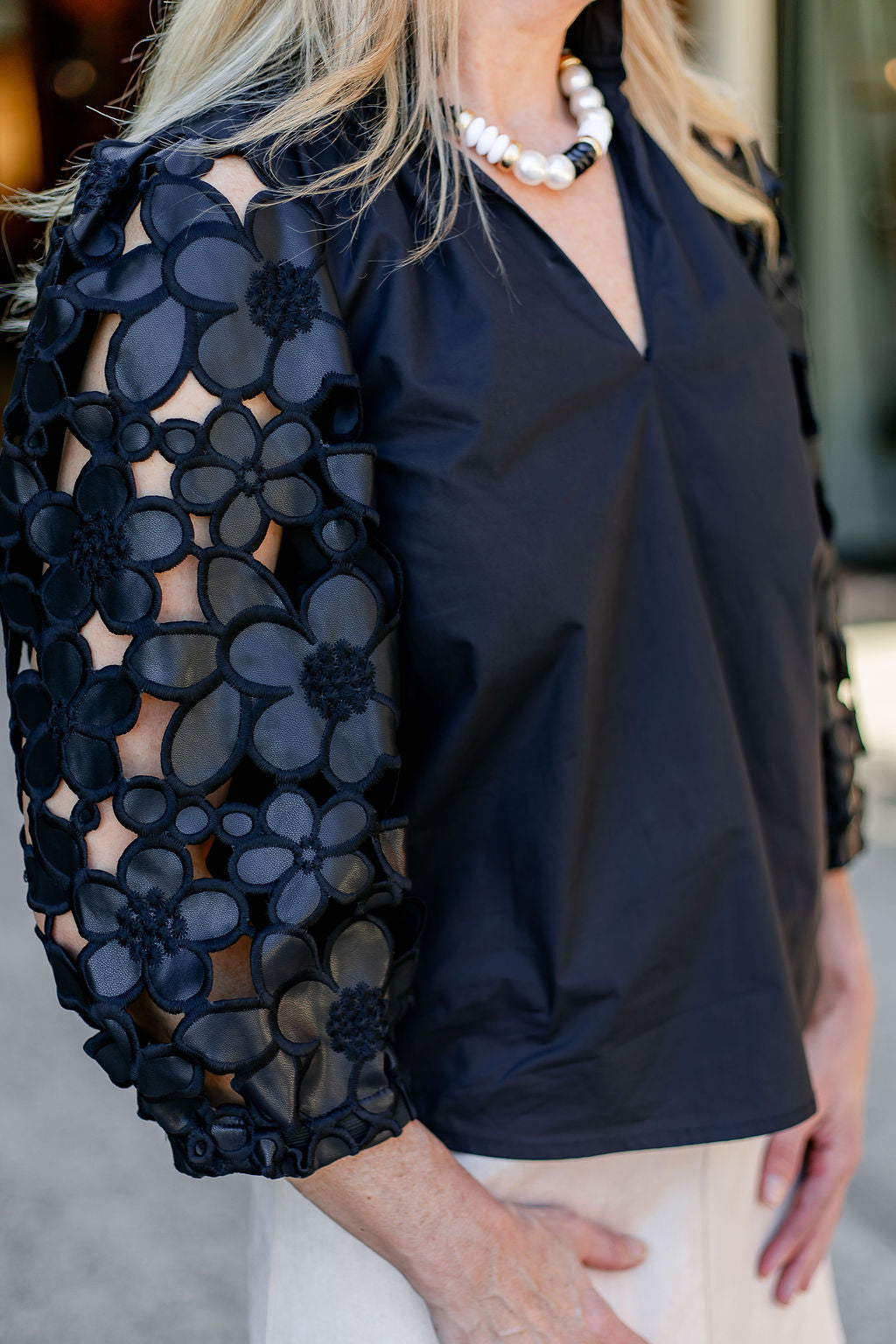 Hollow Out Floral Top