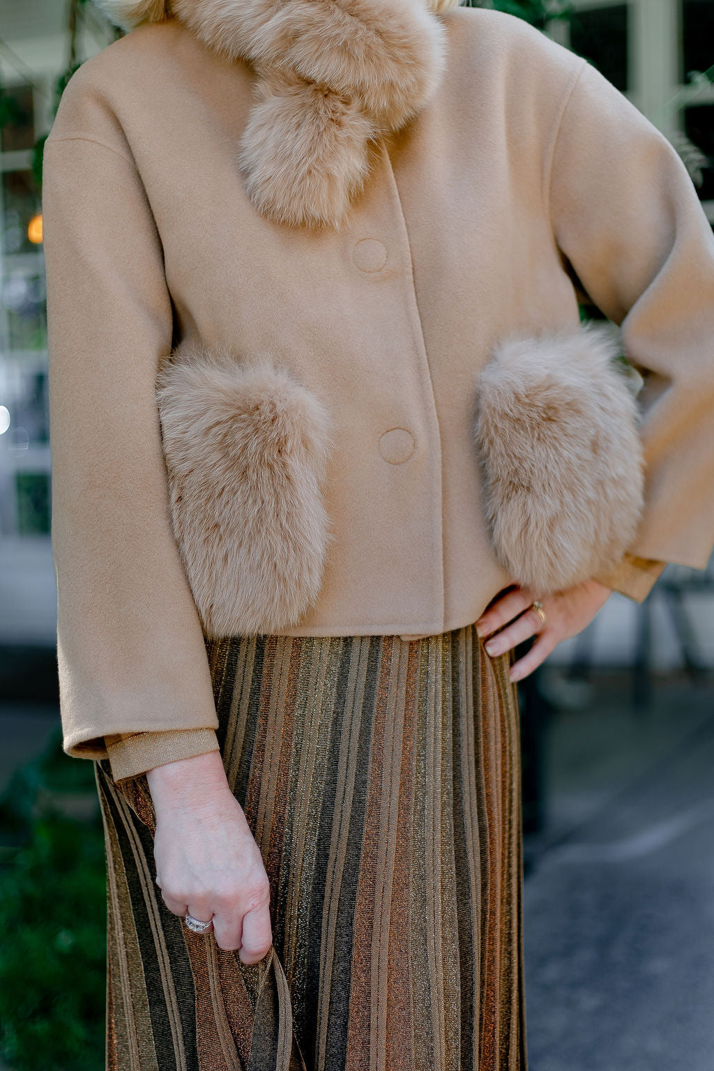 Camel Fur Pocket Jacket