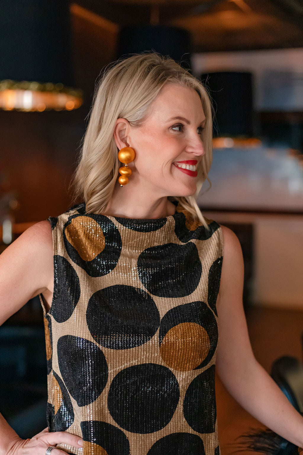 Wood Linear Earring | Gold