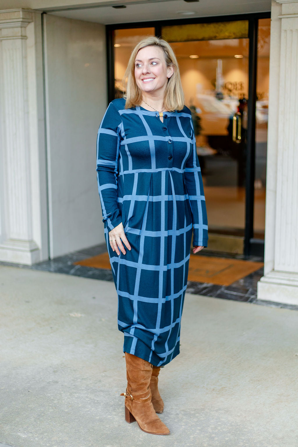 Nilana Dress | Gray Blue