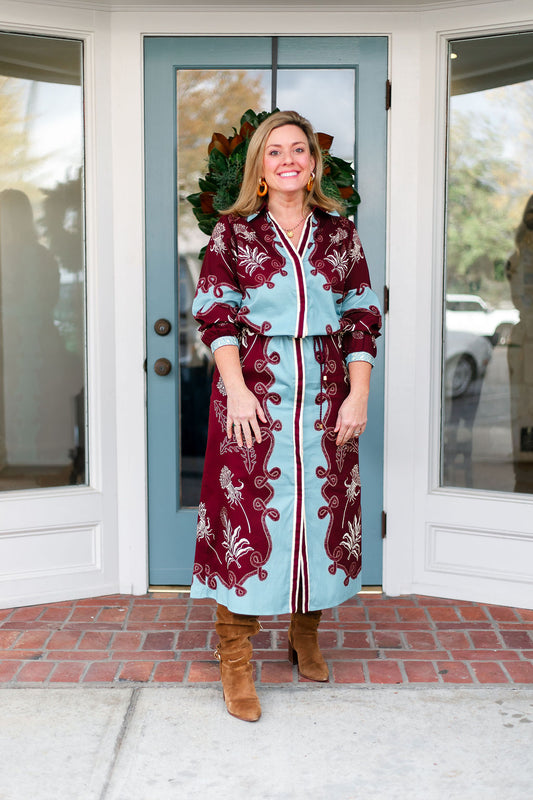 Riley Caftan | Blue Maroon
