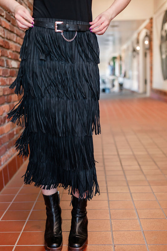 Black Fringe Skirt