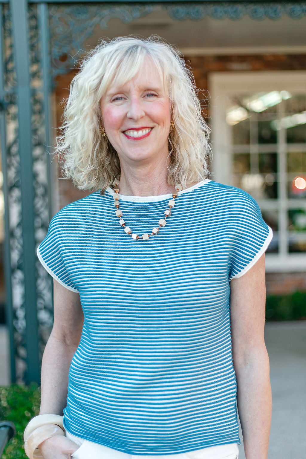 Cap Sleeve Sweater | Stripe