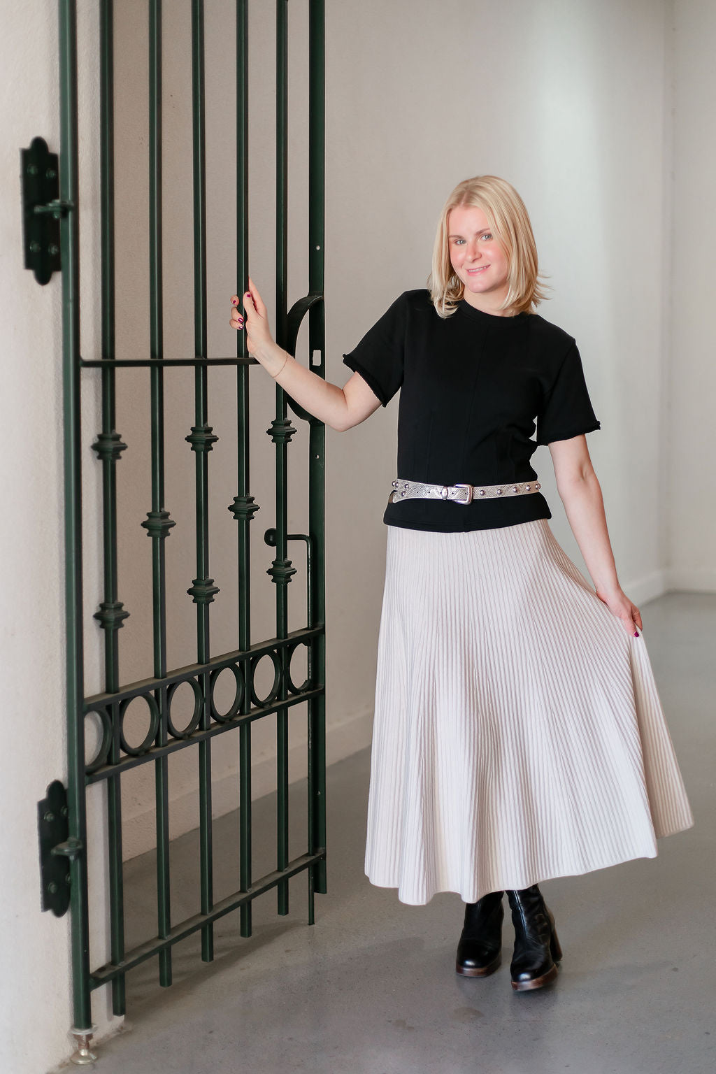 Flared Knit Skirt | Mist