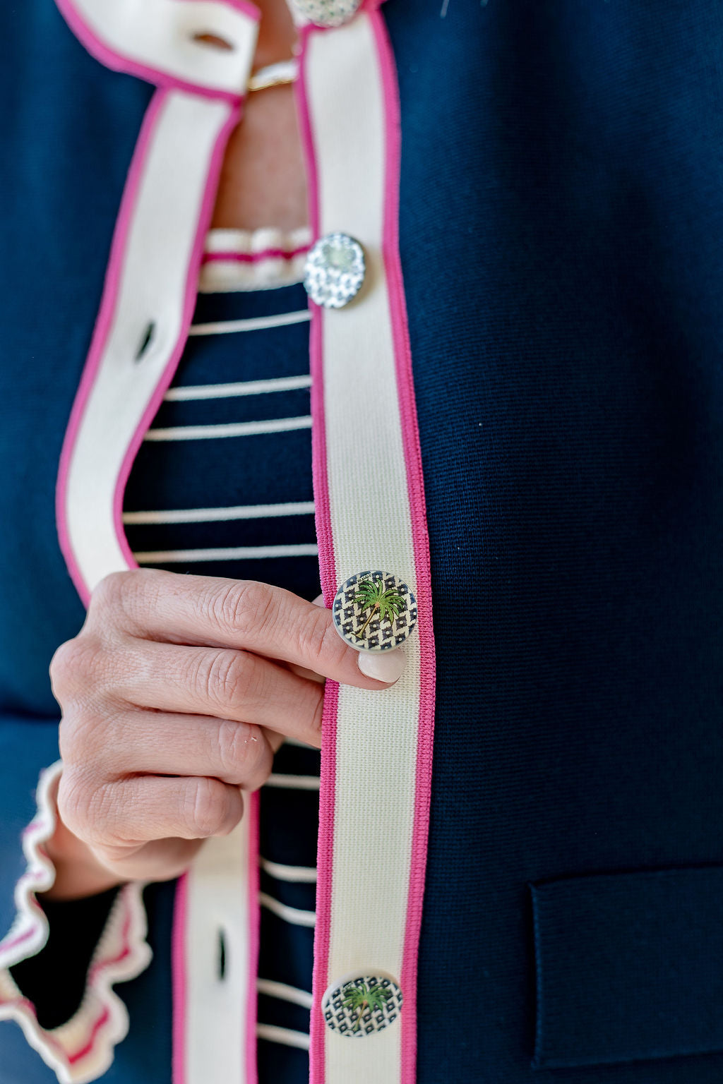 Cardigan | Navy + Fuchsia