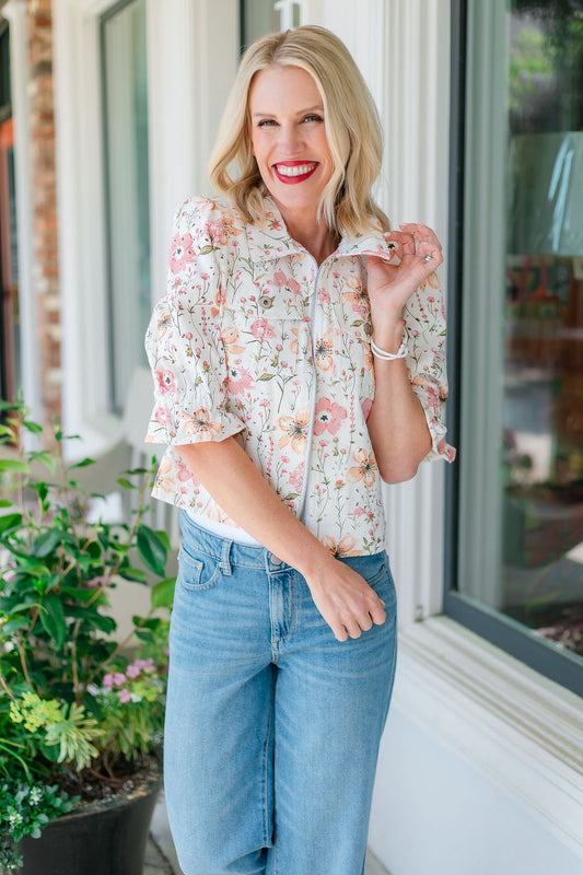 Floral Eyelet Jacket