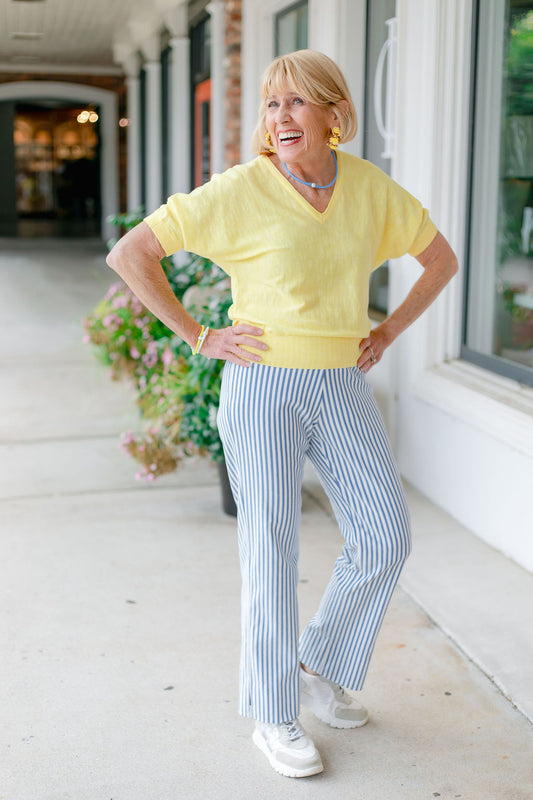 Wide Leg Pant | Blue Stripe