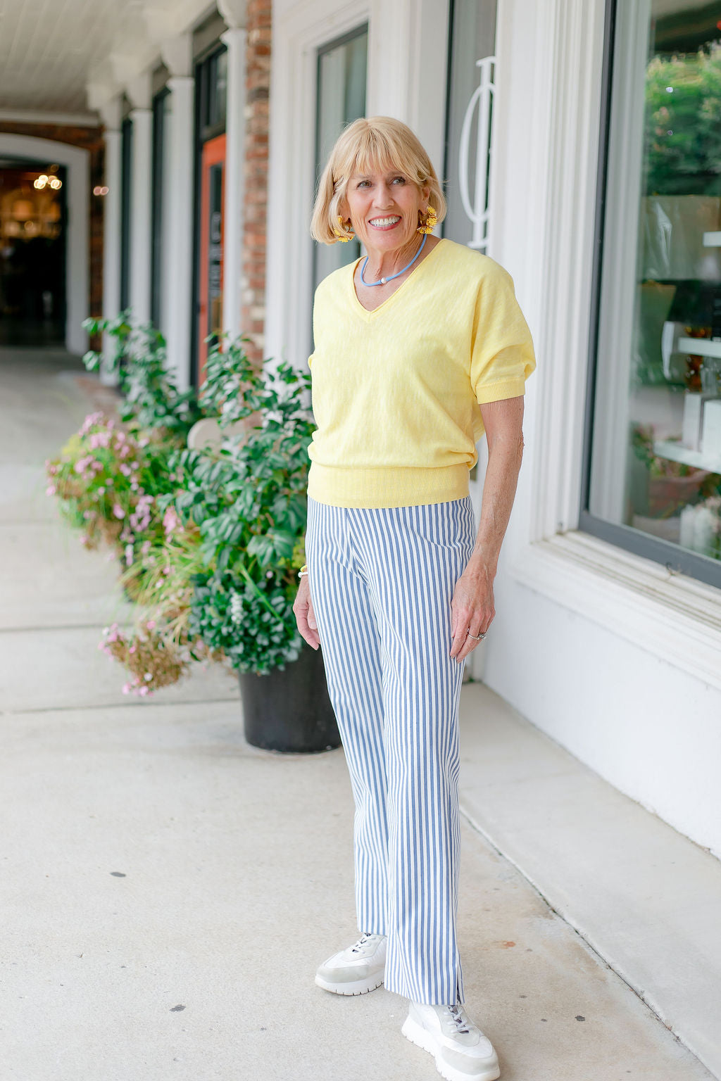 Wide Leg Pant | Blue Stripe