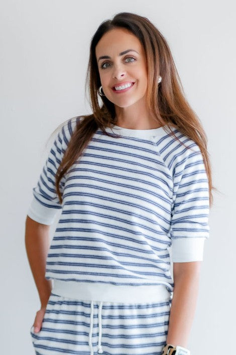 Raglan Pullover | Purple Stripe