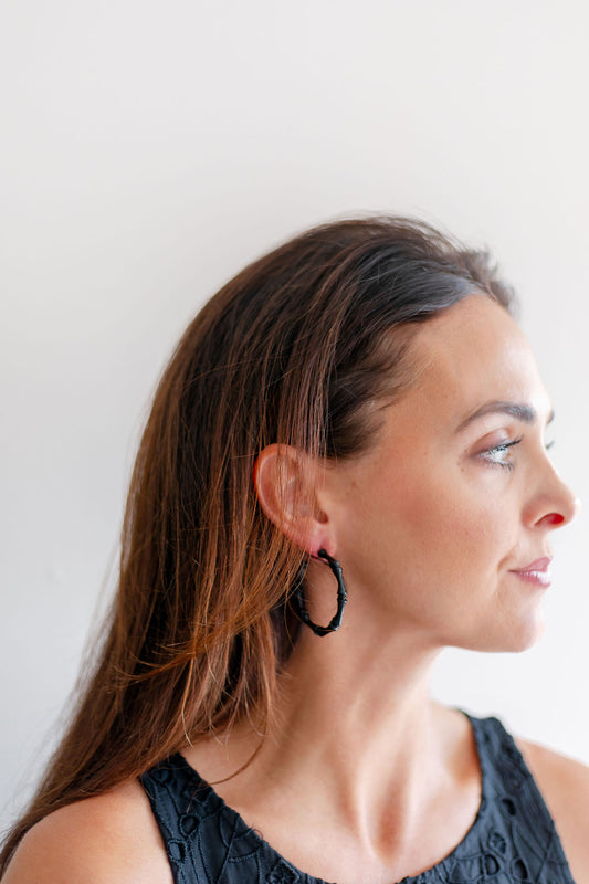 Black Bamboo Hoops