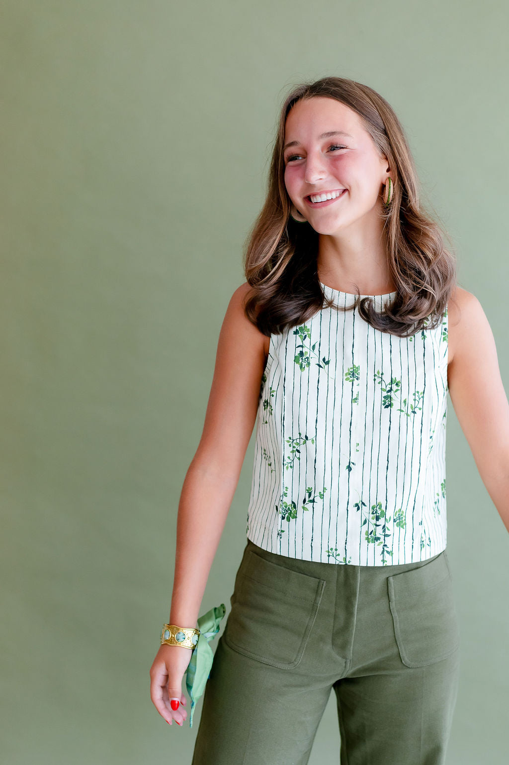 Stella Top | Pinstripe Floral